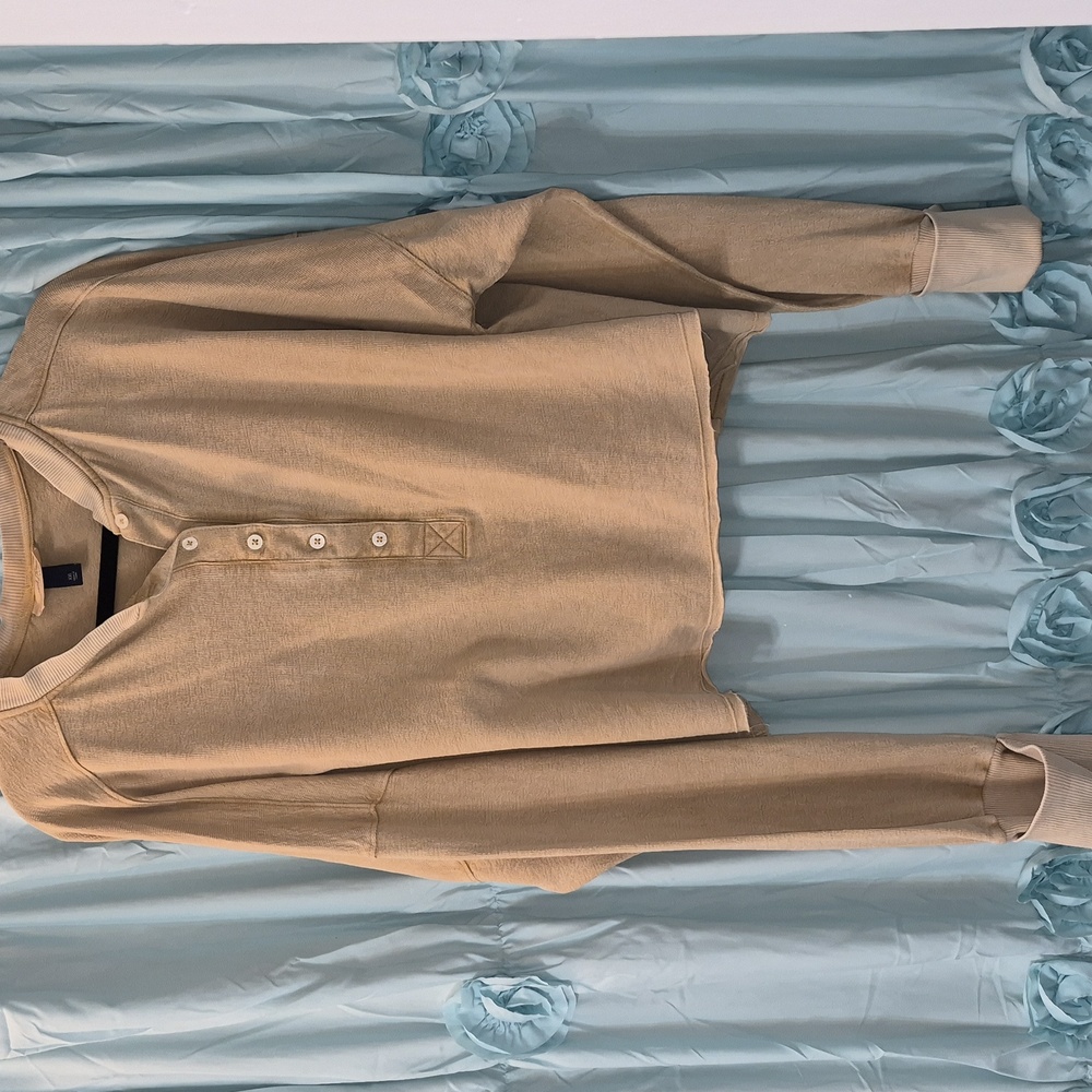Universal Thread Tan Button Long Sleeve Cropped distressed Top Sz XXL